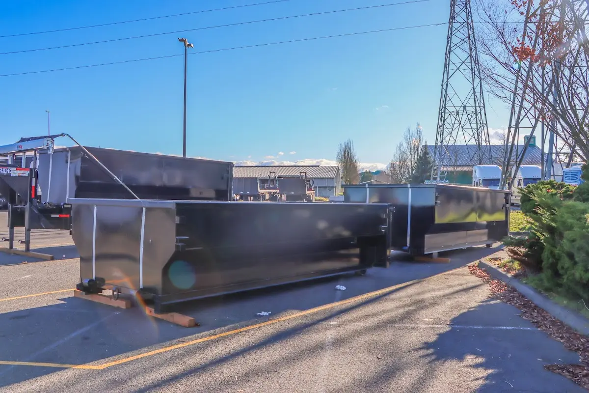 Roll-off dumpster ready for waste disposal at job site for Commercial Dumpster Rental in King City